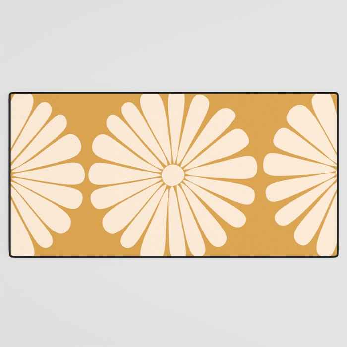 Retro Daisy Abstract XVIII Golden Orange Bold Floral Desk Mat Gallery Image 3