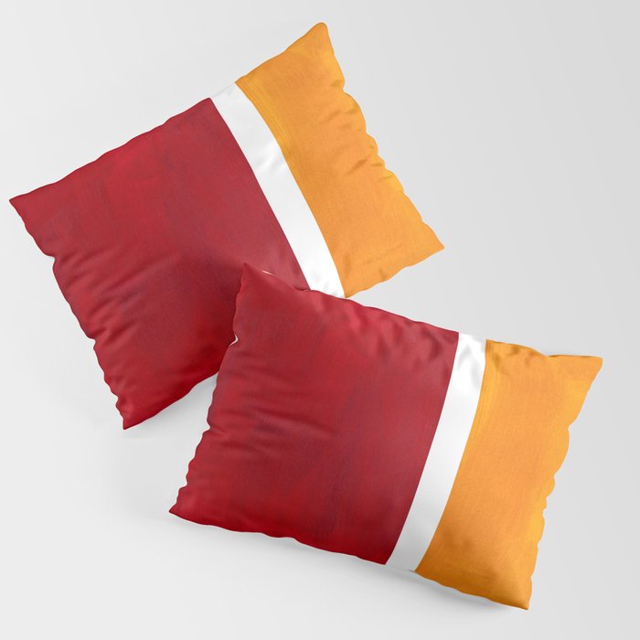 Burnt Red Yellow Ochre Mid Century Modern Abstract Minimalist Rothko Color Field Squares Pillow Sham Gallery Image 1