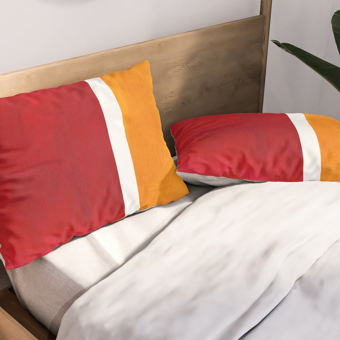 Burnt Red Yellow Ochre Mid Century Modern Abstract Minimalist Rothko Color Field Squares Pillow Sham Gallery Image 2