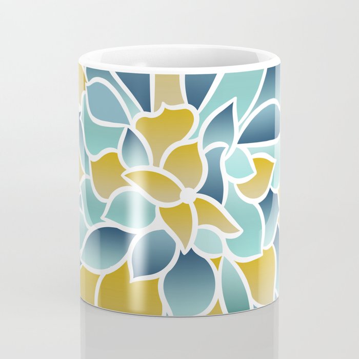 Modern, Floral Prints, Yellow, Blue and Teal Coffee Mug Gallery Image 4