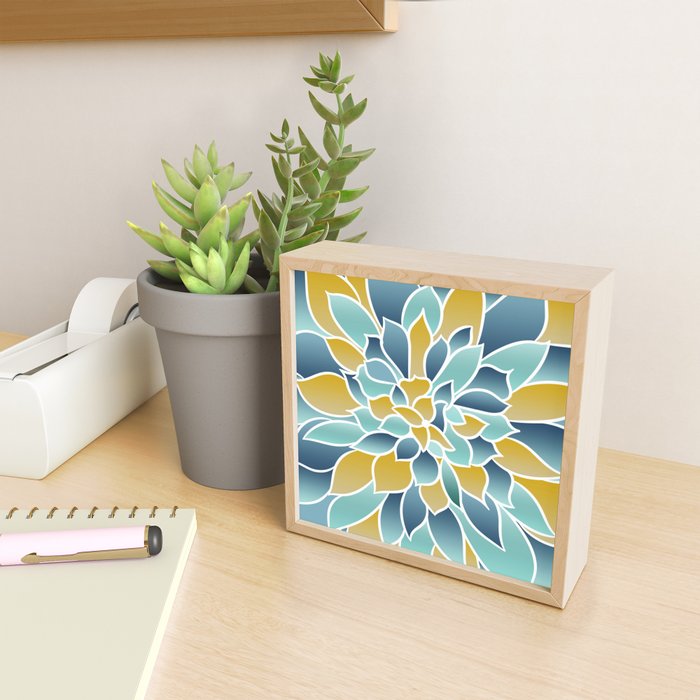 Modern, Floral Prints, Yellow, Blue and Teal Mini Art Print Gallery Image 2