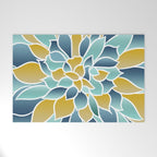 Modern, Floral Prints, Yellow, Blue and Teal Welcome Mat Gallery Image 1