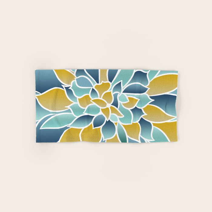 Modern, Floral Prints, Yellow, Blue and Teal Bath Towel Gallery Image 1