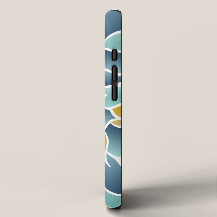Modern, Floral Prints, Yellow, Blue and Teal iPhone Case Gallery Image 2