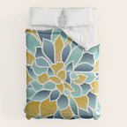 Modern, Floral Prints, Yellow, Blue and Teal Comforter Gallery Image 6