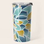 Modern, Floral Prints, Yellow, Blue and Teal Travel Mug Gallery Image 2