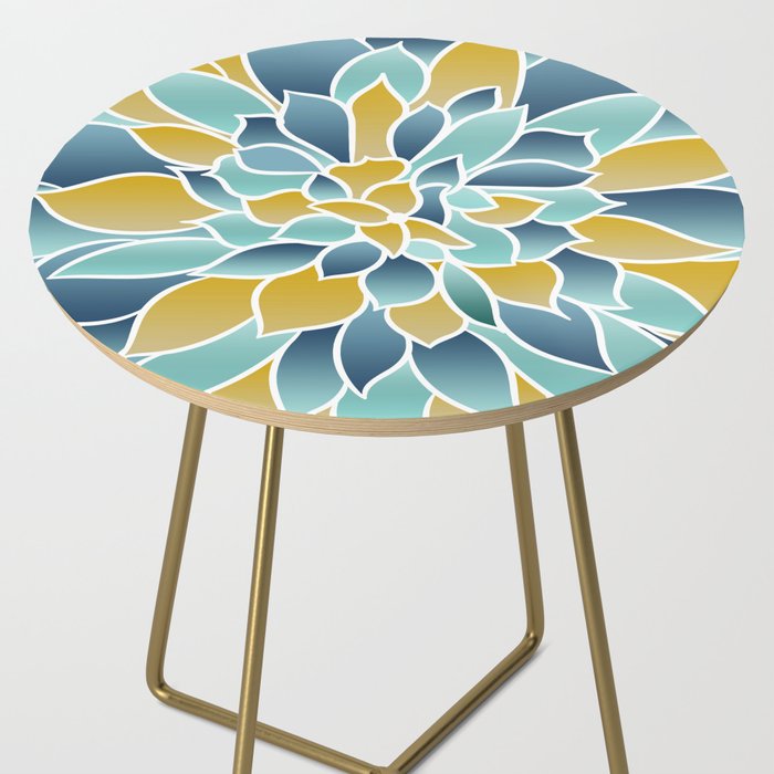 Modern, Floral Prints, Yellow, Blue and Teal Side Table Gallery Image 2