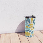 Modern, Floral Prints, Yellow, Blue and Teal Travel Mug Gallery Image 4