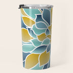 Modern, Floral Prints, Yellow, Blue and Teal Travel Mug Gallery Image 3