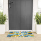 Modern, Floral Prints, Yellow, Blue and Teal Welcome Mat Gallery Image 3