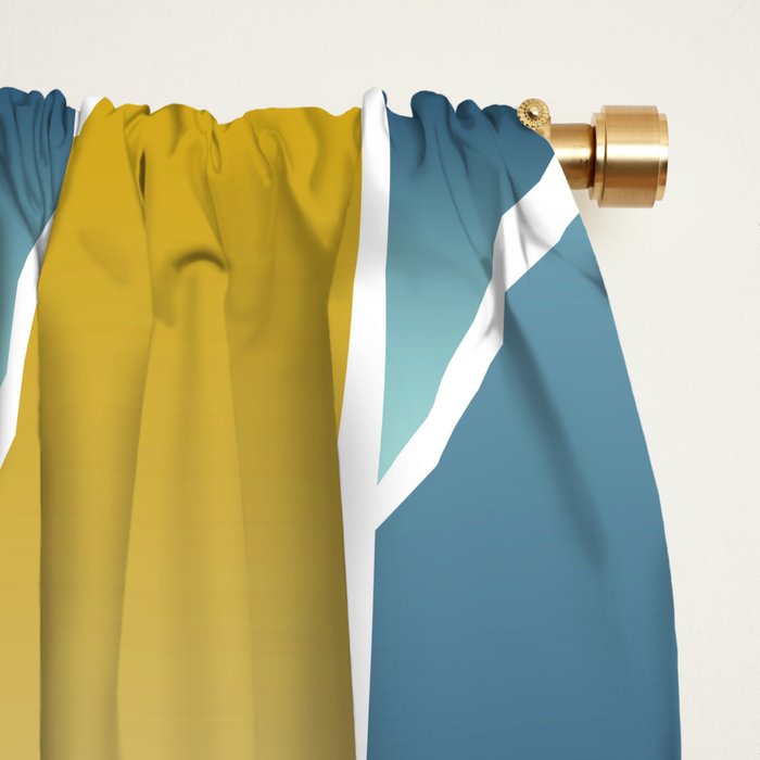 Modern, Floral Prints, Yellow, Blue and Teal Window Curtain Gallery Image 2