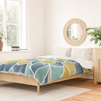 Modern, Floral Prints, Yellow, Blue and Teal Duvet Cover Gallery Image 2