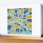 Modern, Floral Prints, Yellow, Blue and Teal Wall Mural Gallery Image 2