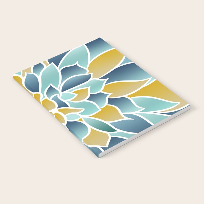 Modern, Floral Prints, Yellow, Blue and Teal Notebook Gallery Image 1