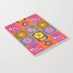 Retro Flower Patch Cute & Colorful Pattern on Orange Notebook Gallery Image 2
