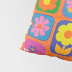 Retro Flower Patch Cute & Colorful Pattern on Orange Pillow Sham Gallery Image 4
