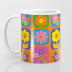 Retro Flower Patch Cute & Colorful Pattern on Orange Coffee Mug Gallery Image 3