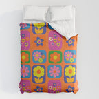 Retro Flower Patch Cute & Colorful Pattern on Orange Comforter Gallery Image 6