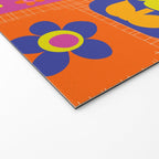 Retro Flower Patch Cute & Colorful Pattern on Orange Welcome Mat Gallery Image 2