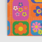 Retro Flower Patch Cute & Colorful Pattern on Orange Poster Gallery Image 3