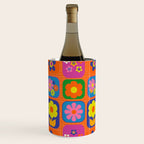 Retro Flower Patch Cute & Colorful Pattern on Orange Wine Chiller Gallery Image 2