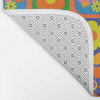 Retro Flower Patch Cute & Colorful Pattern on Orange Bath Mat Gallery Image 2
