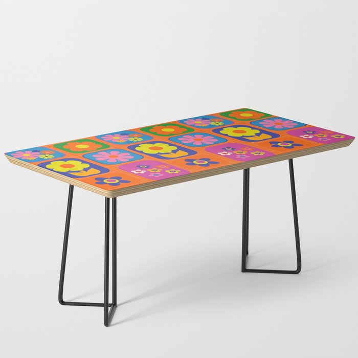Retro Flower Patch Cute & Colorful Pattern on Orange Coffee Table Gallery Image 1