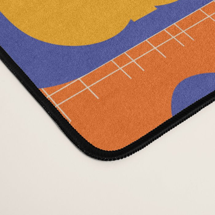 Retro Flower Patch Cute & Colorful Pattern on Orange Desk Mat Gallery Image 4