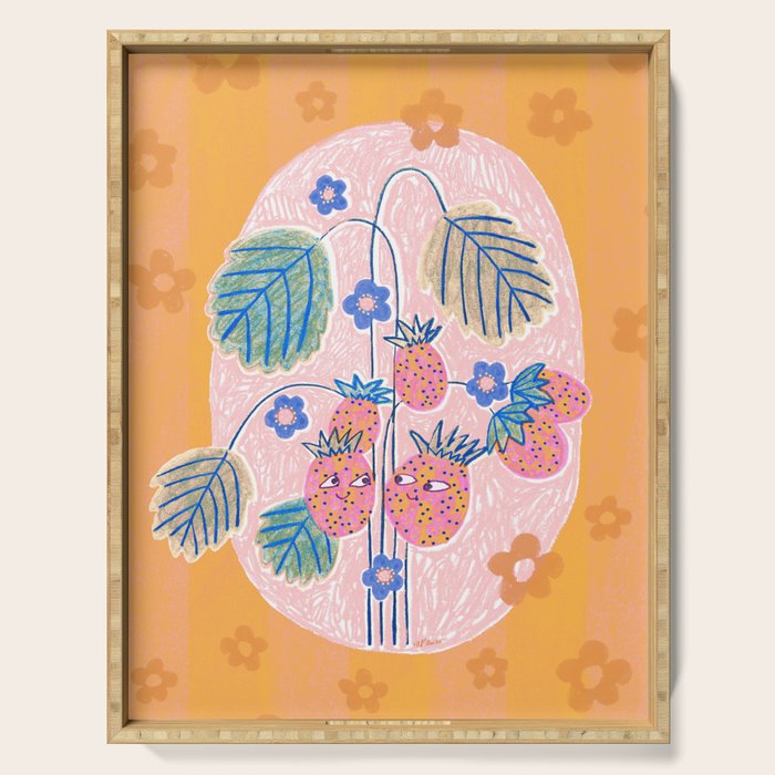 Sweet Strawberry Plant Friends in Peach & Orange Serving Tray Gallery Image 1