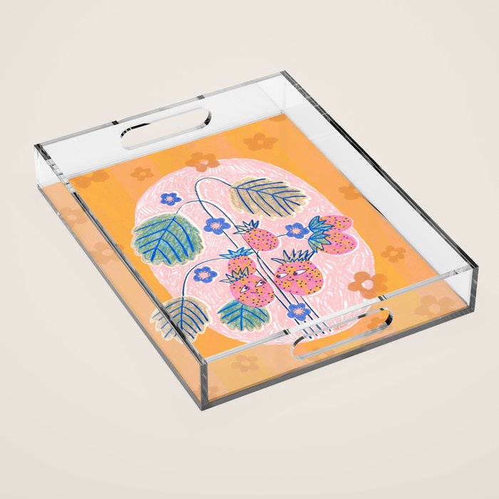 Sweet Strawberry Plant Friends in Peach & Orange Acrylic Tray Gallery Image 1