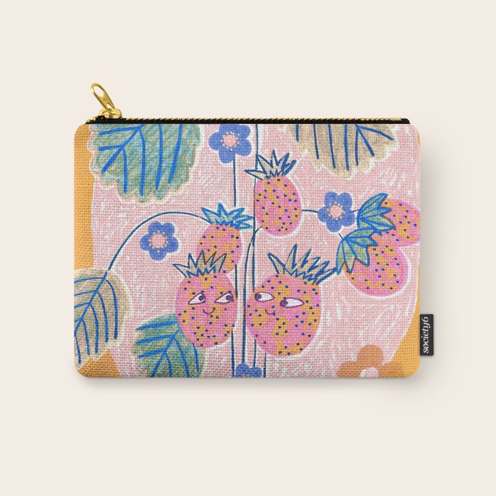 Sweet Strawberry Plant Friends in Peach & Orange Carry All Pouch Gallery Image 1