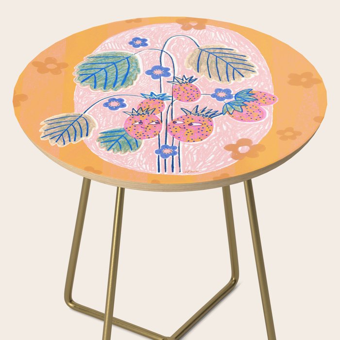Sweet Strawberry Plant Friends in Peach & Orange Side Table Gallery Image 2