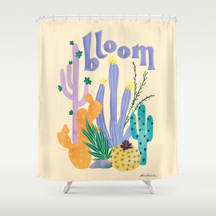 Cactus Blooms Shower Curtain Gallery Image 1