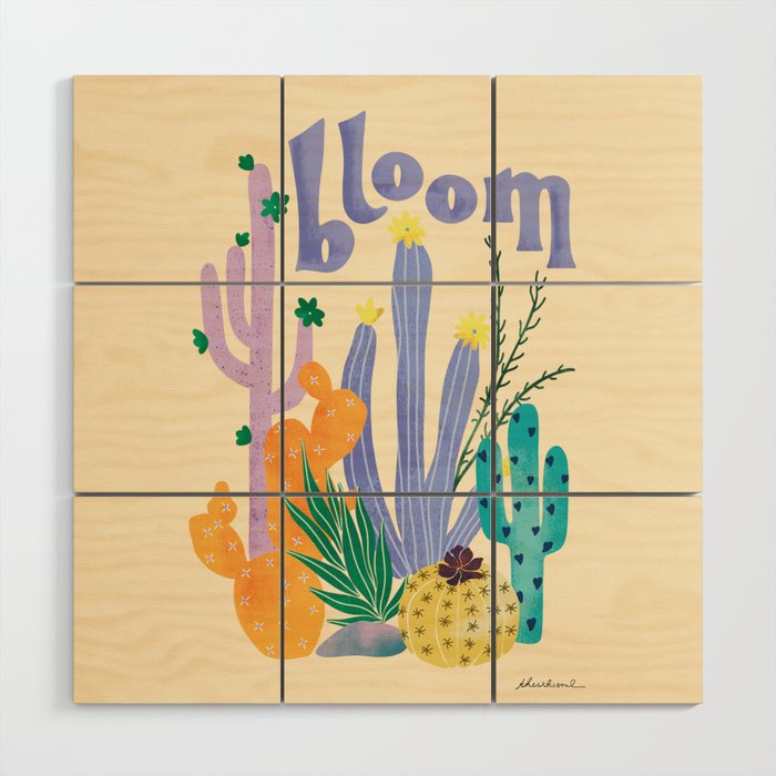 Cactus Blooms Wood Wall Art Gallery Image 1
