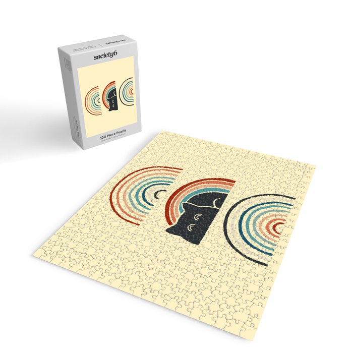 Abstraction minimal cat 8d rainbow meow Jigsaw Puzzle Gallery Image 2