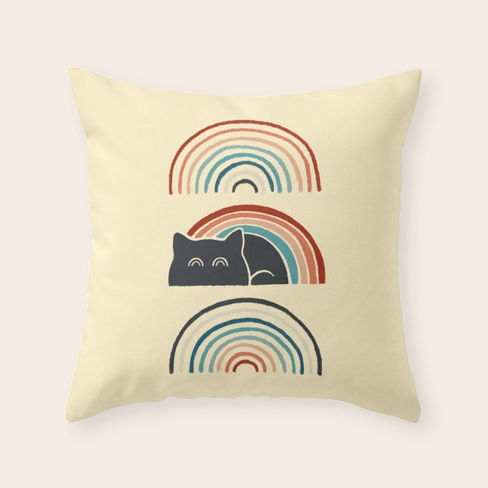 Abstraction minimal cat 8d rainbow meow Throw Pillow Gallery Image 6