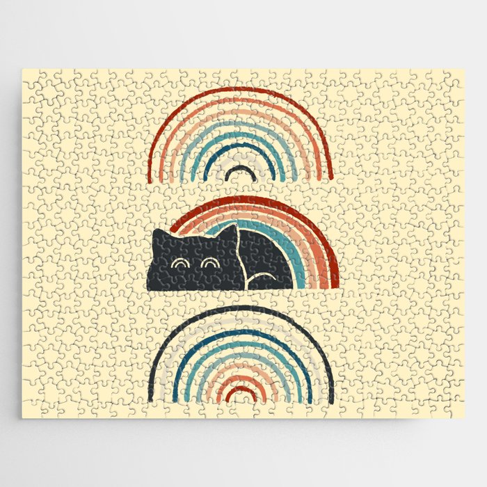Abstraction minimal cat 8d rainbow meow Jigsaw Puzzle Gallery Image 1