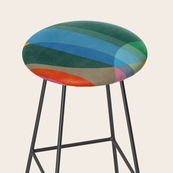 Colorful Bright Vibrant Modern Abstract Artwork Stool Gallery Image 2