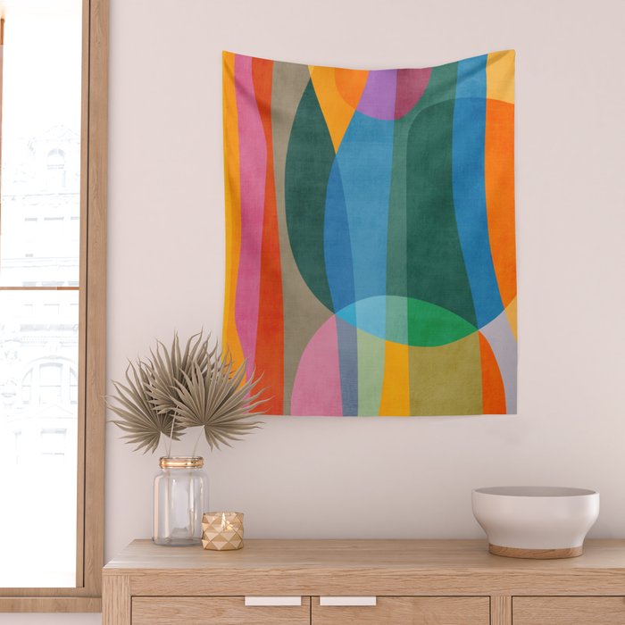 Colorful Bright Vibrant Modern Abstract Artwork Wall Tapestry Gallery Image 2