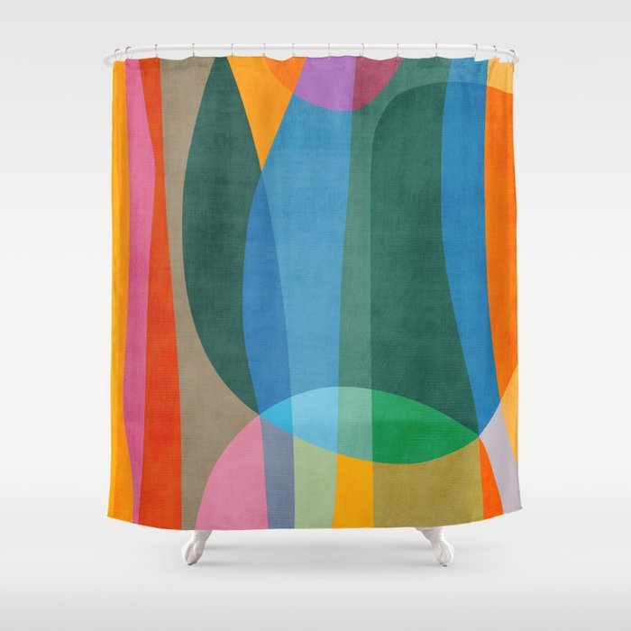 Colorful Bright Vibrant Modern Abstract Artwork Shower Curtain Gallery Image 1