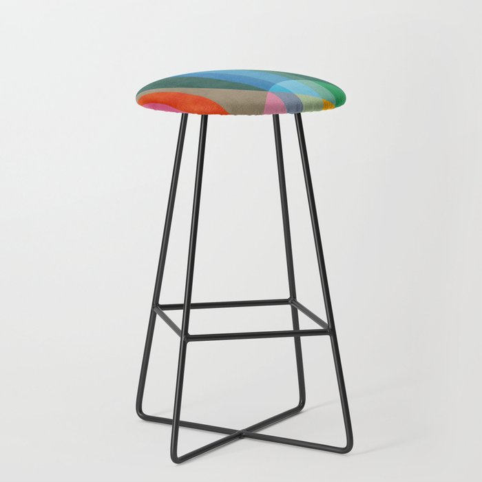 Colorful Bright Vibrant Modern Abstract Artwork Stool Gallery Image 1