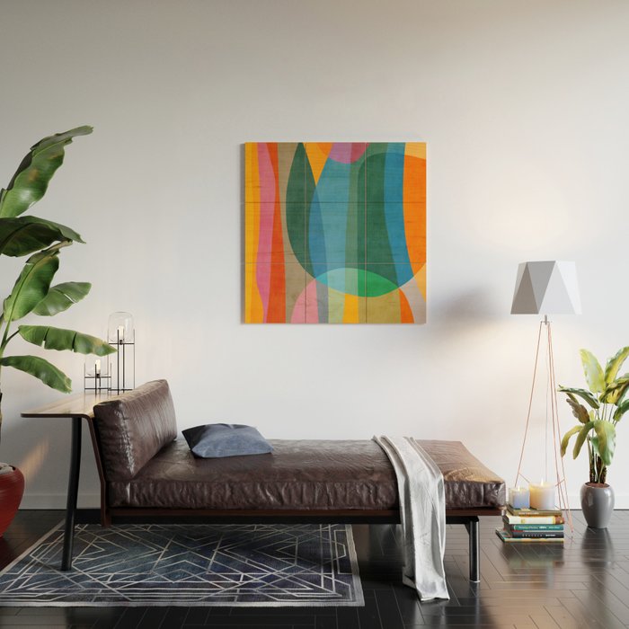 Colorful Bright Vibrant Modern Abstract Artwork Wood Wall Art Gallery Image 2