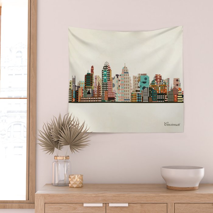 cincinnati ohio skyline Wall Tapestry Gallery Image 2