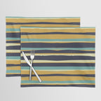 Stripes Abstract, Yellow, Teal, Navy Blue Placemat Gallery Image 1
