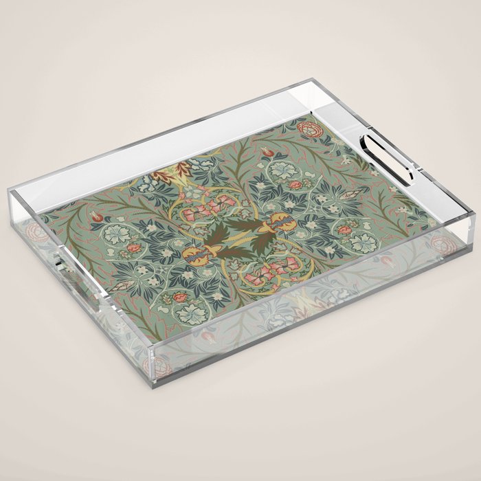 Acanthus Leaves by William Morris Acrylic Tray Gallery Image 1