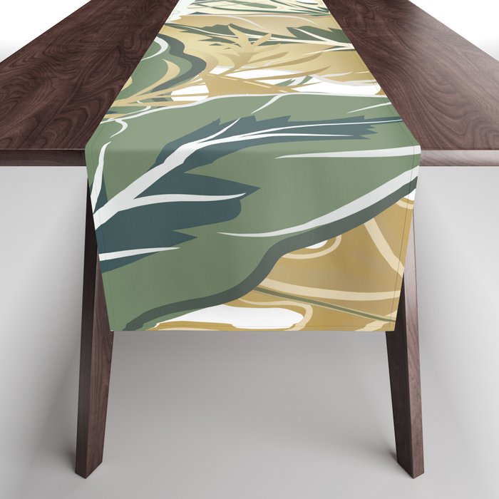 Wild Tropical Prints, Green and Gold Table Runner Gallery Image 1