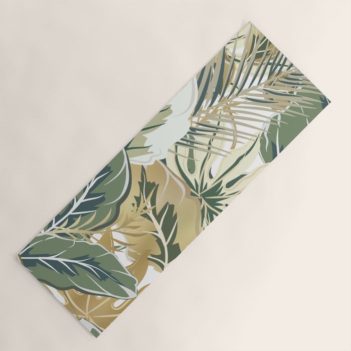Wild Tropical Prints, Green and Gold Yoga Mat Gallery Image 1