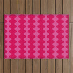 Hot Pink Ogee A-Go-Go Vivid Retro Pop Pattern Outdoor Rug Gallery Image 1