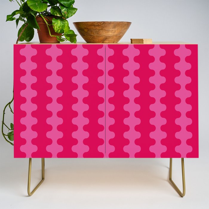 Hot Pink Ogee A-Go-Go Vivid Retro Pop Pattern Credenza Gallery Image 1