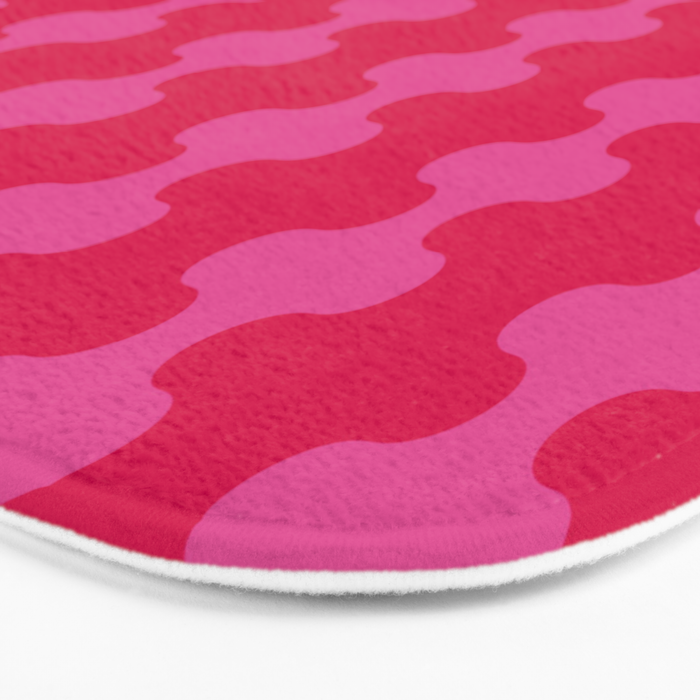 Hot Pink Ogee A-Go-Go Vivid Retro Pop Pattern Bath Mat Gallery Image 3